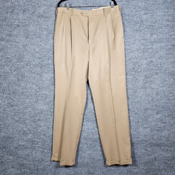 Jos. A. Bank Other - Jos A Bank Leadbetter Golf Pants Mens 36x32 Tan Pleated Cuffed Khaki Trousers